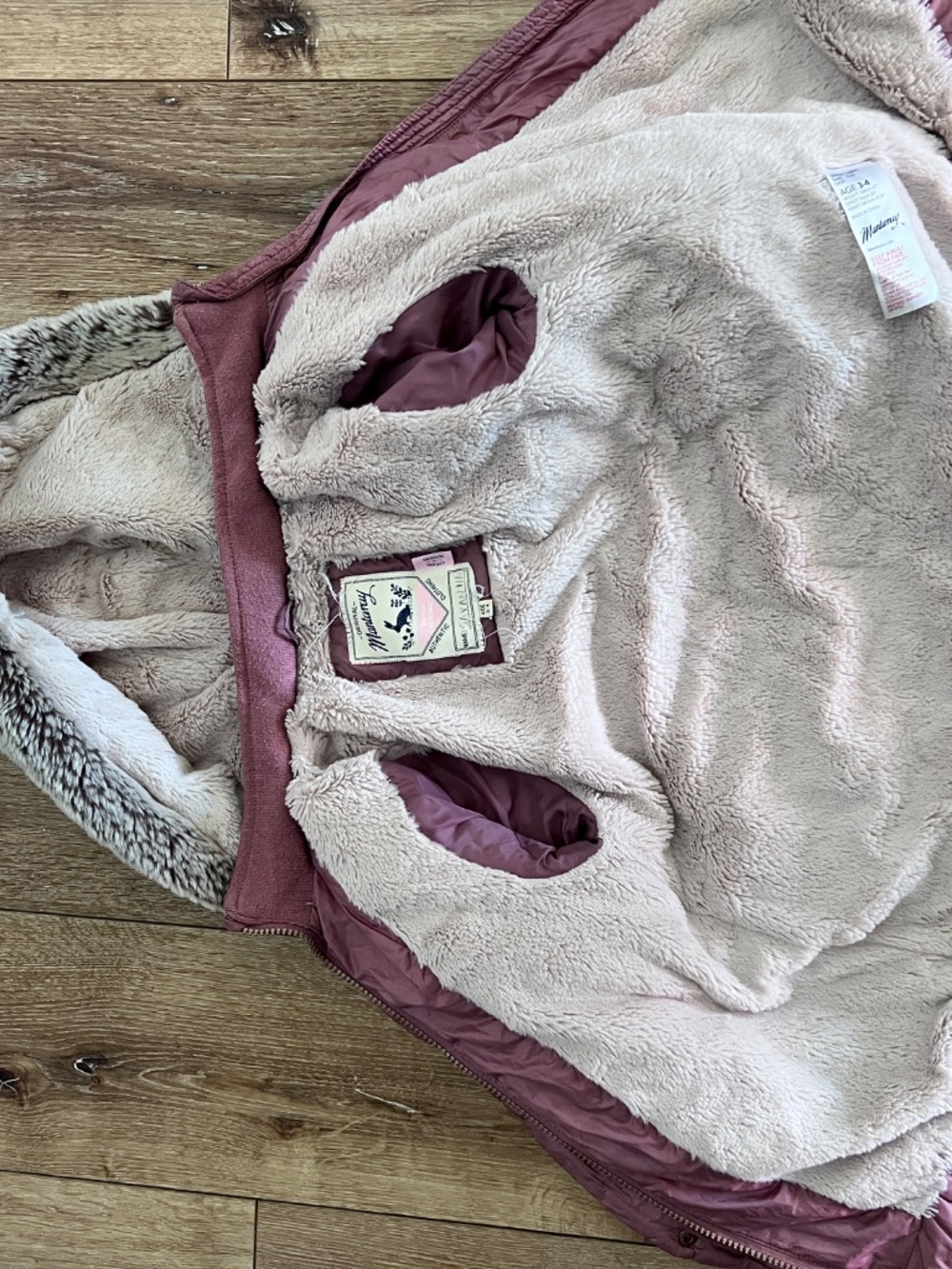 Dusty Pink Faux Fur Hooded Puffer Coat - Picture 6 of 6